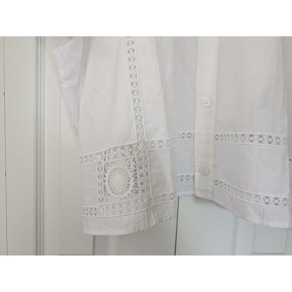 J. Crew Gamine Eyelet Trim Shirt Size 24 White NWT $138 CK076 - Picture 4 of 8